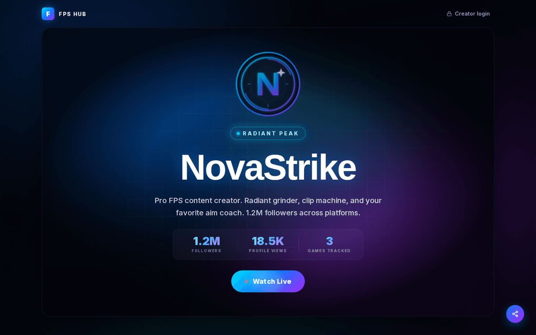 FPS Hub — landing pages for FPS content creators demo